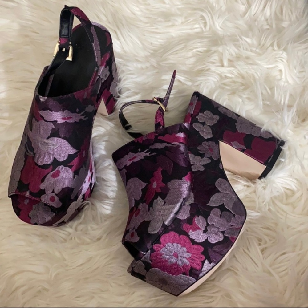 Asos Purple sarin brocade floral platforms